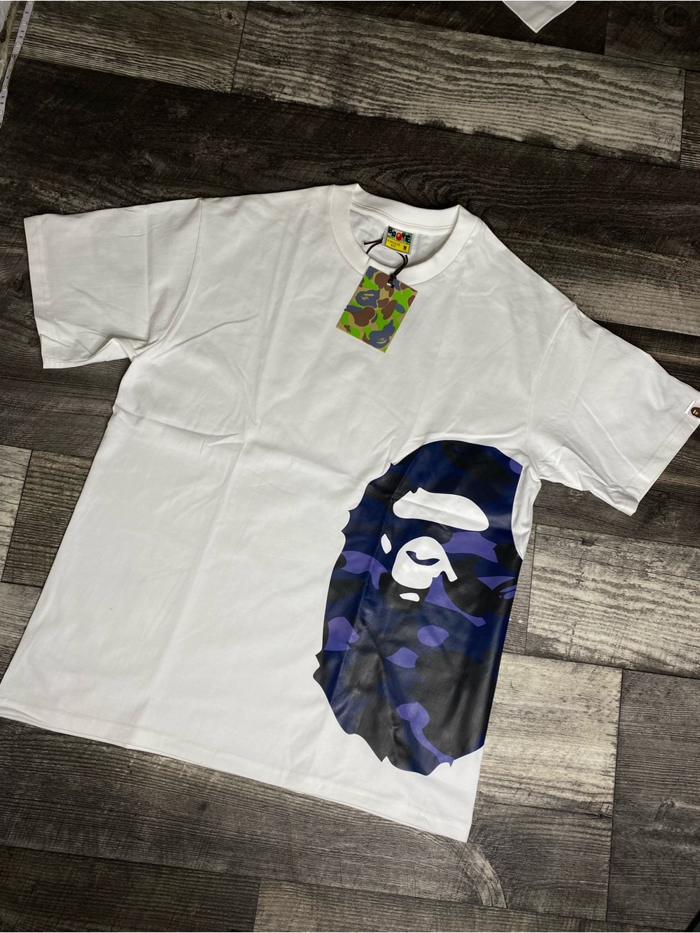 Bape Tee with Blue & Purple Camo Ape Head